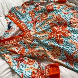 Barbara Erickson dress  bold orange pink vibrant vacation L